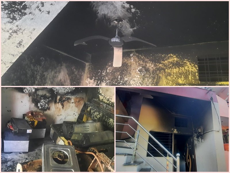 इंदौर में थाने से लौटकर बदमाश ने घर में लगाई आग, महिला को चाकू मार कर भागा