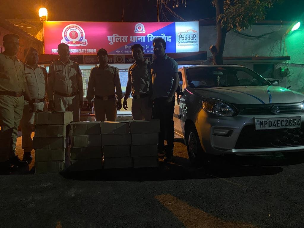 मिसरोद पुलिस को मिली सफलता, ऑल्टो कार सहित 16 पेटी अवैध शराब कुल कीमती 5 लाख रूपये जप्त