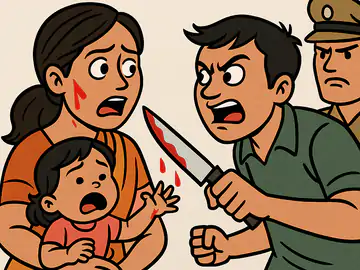 महिला और दो साल की मासूम पर चाकू से हमला