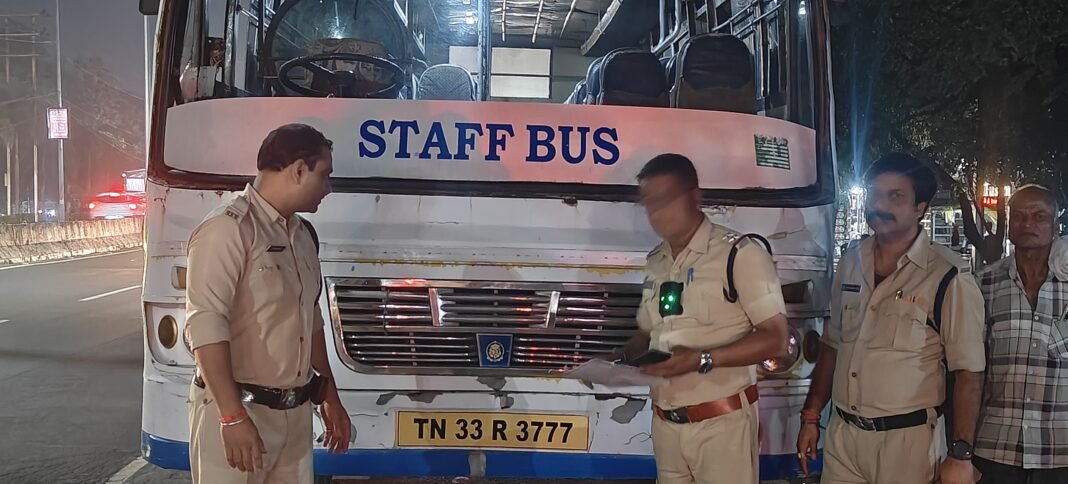 BHOPAL में PARIVAHAN विभाग की सख़्त कार्रवाई 11 वाहनों पर जुर्माना, एक बस जब्त