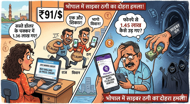 शहर में साइबर ठगी का आतंक: दो वारदातों में पौने तीन लाख पार