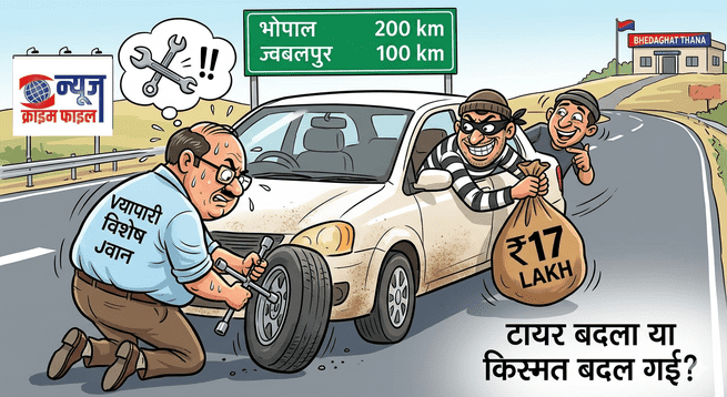 टायर बदलने में उलझा रहा व्यापारी, कार से 17 लाख पार