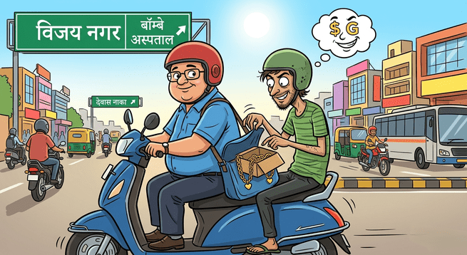 मदद करना पड़ा भारी: स्कूटी पर लिफ्ट लेकर व्यापारी की दो सोने की चेन उड़ाई