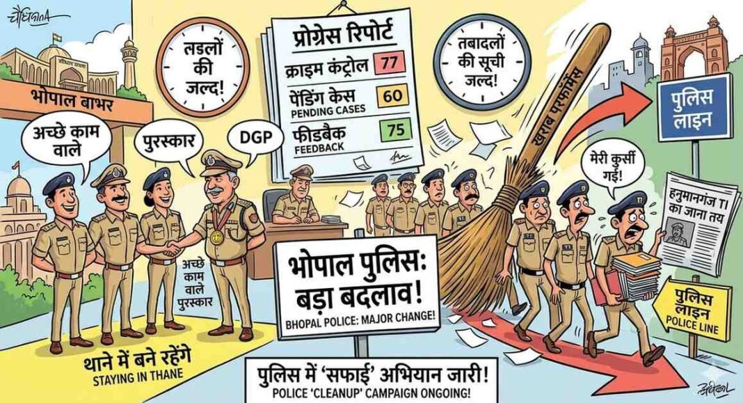 भोपाल पुलिस में बड़ी सर्जरी की तैयारी: लपेटे में आएंगे सुस्त थानेदार, फुर्तीलों की चमकेगी किस्मत
