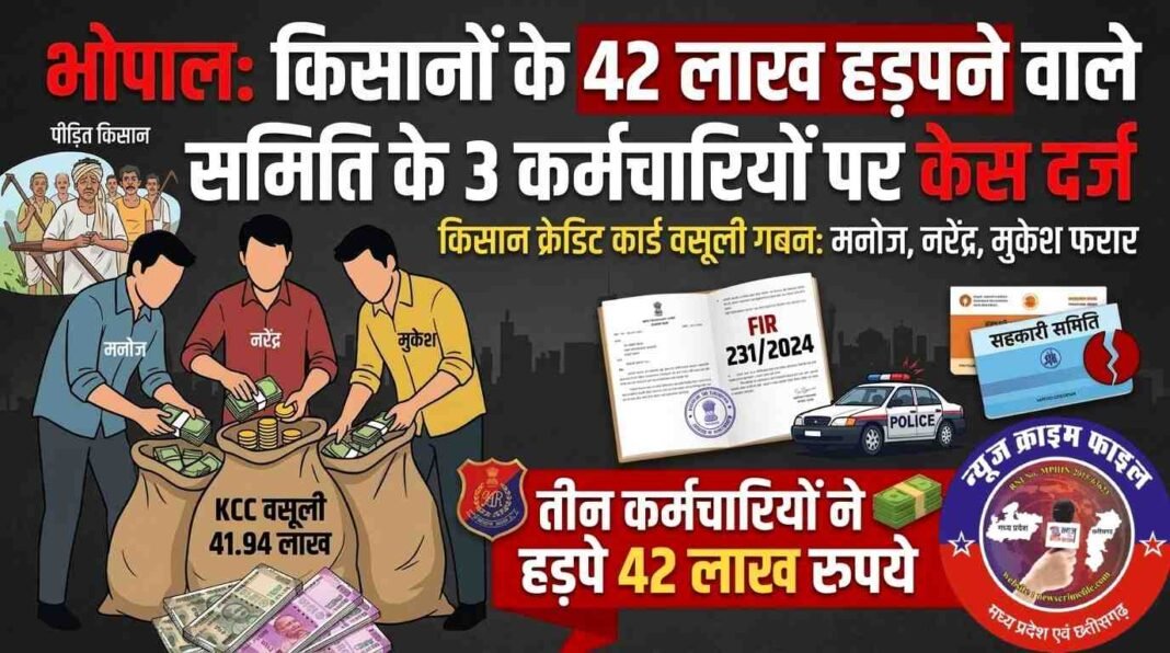 भोपाल: किसानों के 42 लाख हड़पने वाले समिति के 3 कर्मचारियों पर केस दर्ज