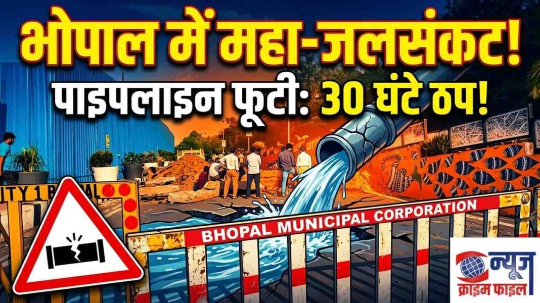 लोक भवन के सामने पाइपलाइन दूसरे दिन भी नहीं सुधरी, आधे शहर में जल संकट