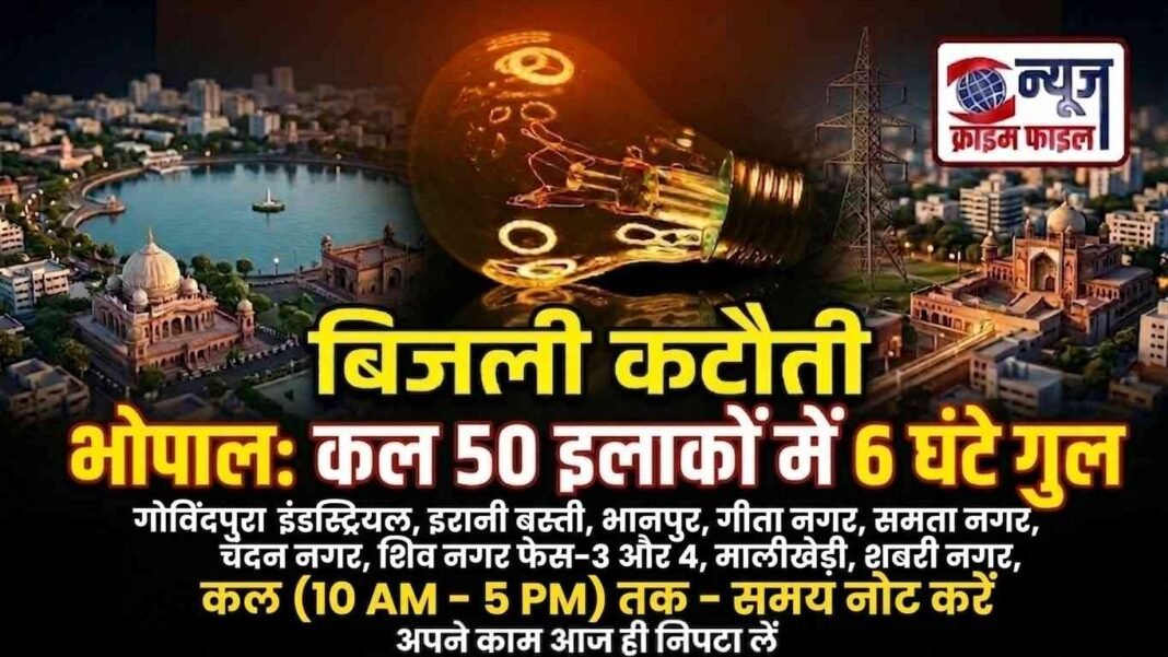 भोपाल के 50 इलाकों में कल 7 घंटे गुल रहेगी बिजली