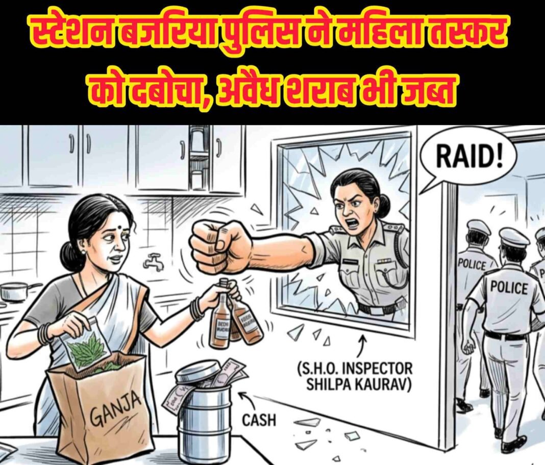 घर में गांजा और शराब छिपाकर बेच रही महिला तस्कर गिरफ्तार