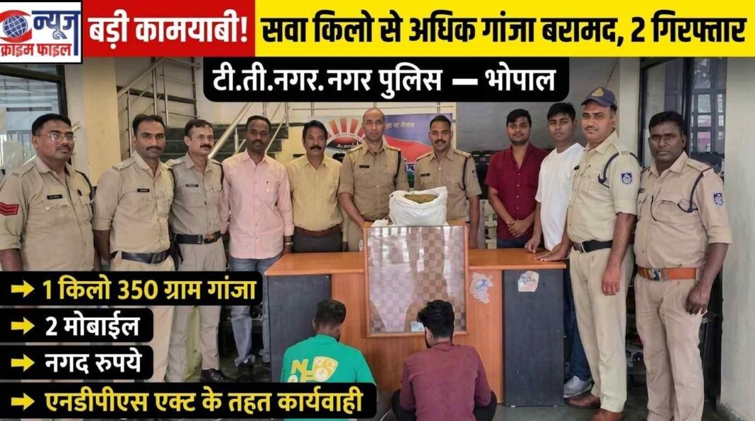 टीटी नगर पुलिस ने गांजा तस्करों को दबोचा, सवा किलो से अधिक गांजा बरामद