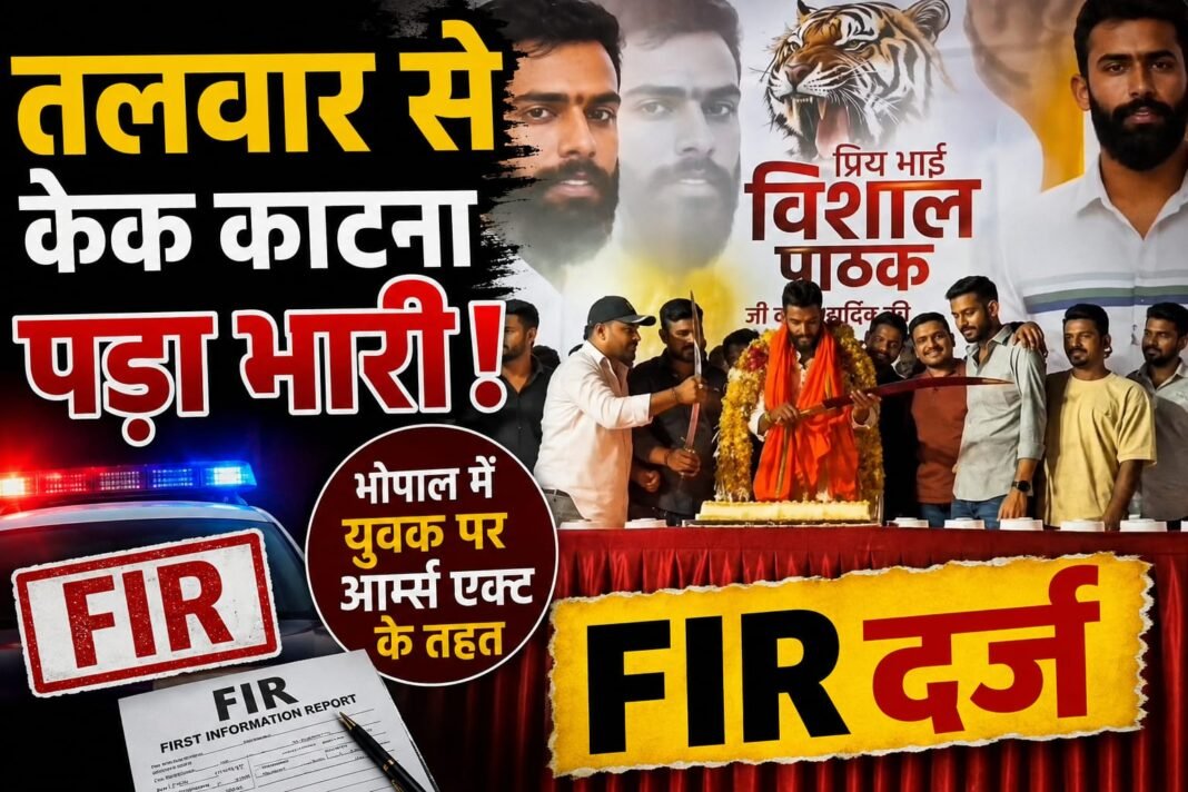 तलवार से केक काटना पड़ा भारी: भोपाल में युवक पर आर्म्स एक्ट के तहत FIR दर्ज