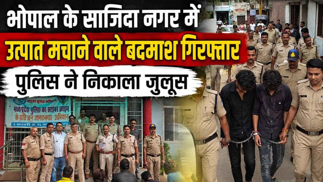 भोपाल: कोहेफिजा के साजिदा नगर में उत्पात मचाने वाले बदमाश गिरफ्तार, पुलिस ने निकाला जुलूस